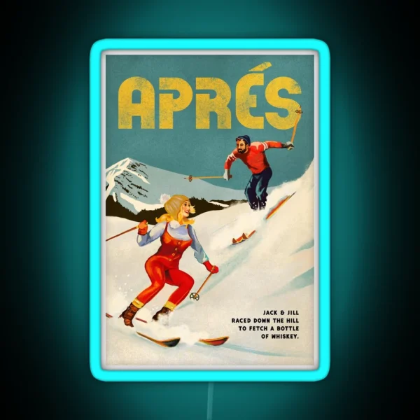 Apres Vintage Ski Pinup Art RGB Neon Sign