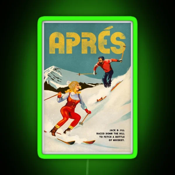 Apres Vintage Ski Pinup Art RGB Neon Sign
