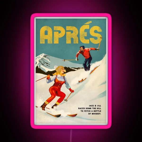 Apres Vintage Ski Pinup Art RGB Neon Sign