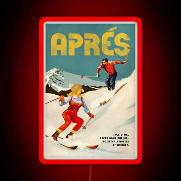 Apres Vintage Ski Pinup Art RGB Neon Sign
