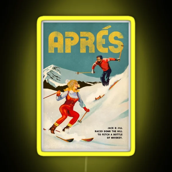 Apres Vintage Ski Pinup Art RGB Neon Sign