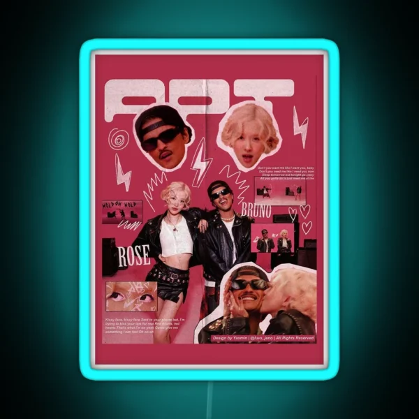 Apt Apt Rose And Bruno Mars Song RGB Neon Sign
