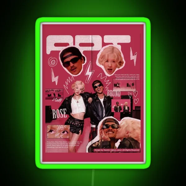 Apt Apt Rose And Bruno Mars Song RGB Neon Sign