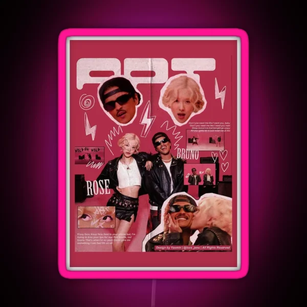 Apt Apt Rose And Bruno Mars Song RGB Neon Sign