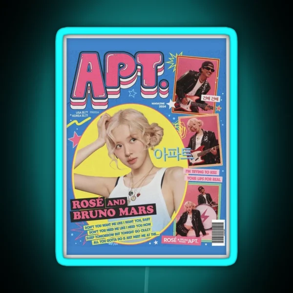 Apt Apt Rose And Bruno Mars Song RGB Neon Sign