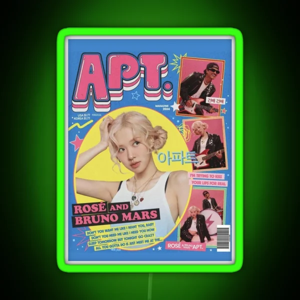 Apt Apt Rose And Bruno Mars Song RGB Neon Sign