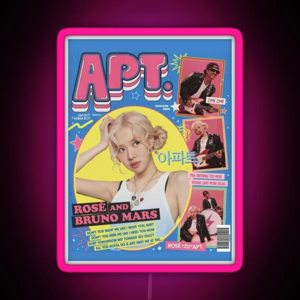 Apt Apt Rose And Bruno Mars Song RGB Neon Sign