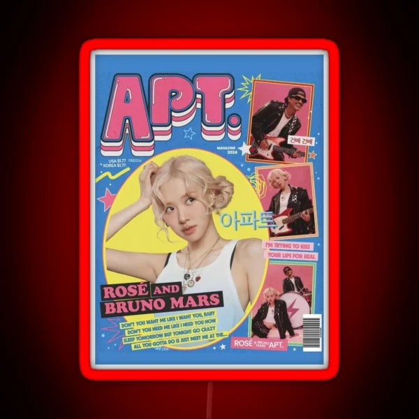 Apt Apt Rose And Bruno Mars Song RGB Neon Sign
