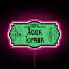 Colorful Aqua Tofana LED neon display art for modern ambiance.