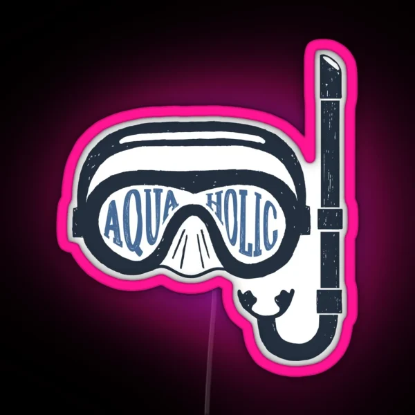 Aquaholic Swim Mask And Snorkel For Swimmers And Ocean Explorers RGB Neon Sign