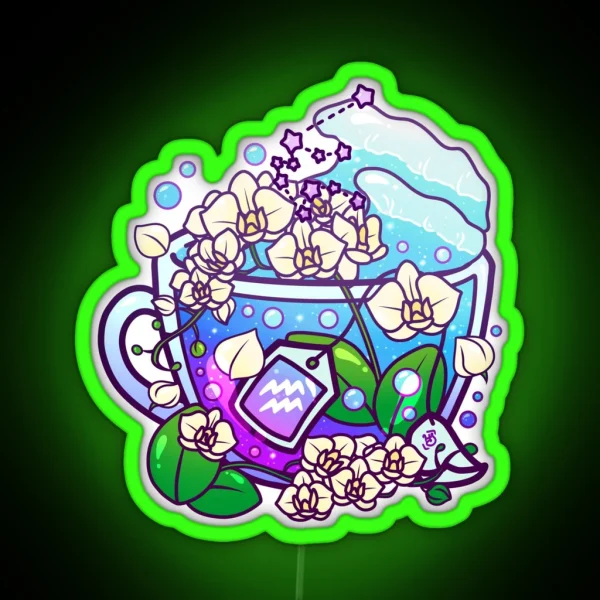 Aquarius Zodiac Teacup RGB Neon Sign