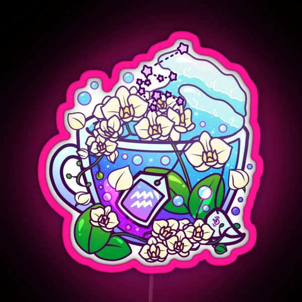 Aquarius Zodiac Teacup RGB Neon Sign