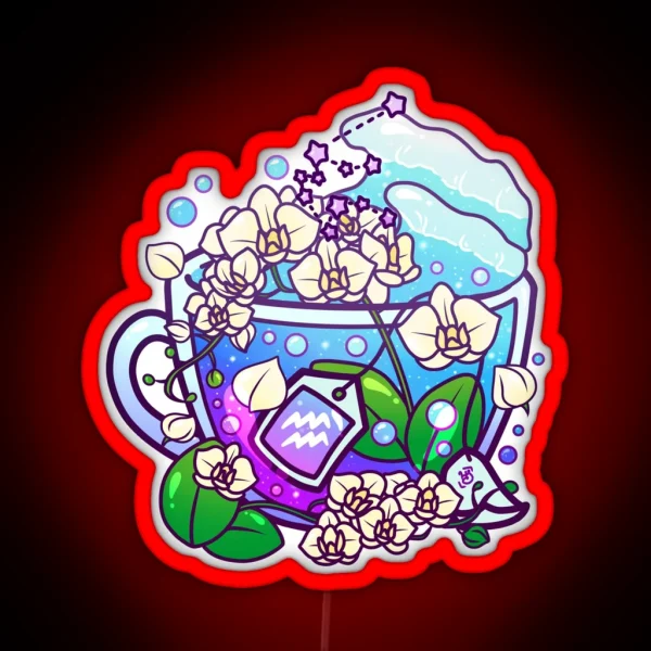 Aquarius Zodiac Teacup RGB Neon Sign