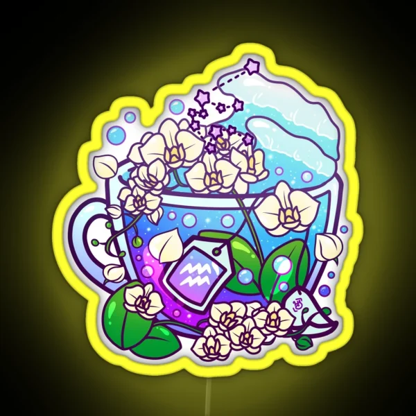 Aquarius Zodiac Teacup RGB Neon Sign