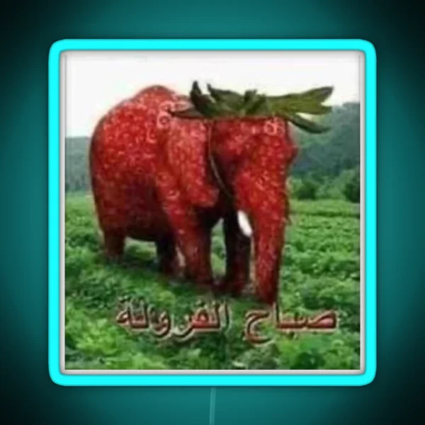 Arabic Strawberry Elephant Meme RGB Neon Sign