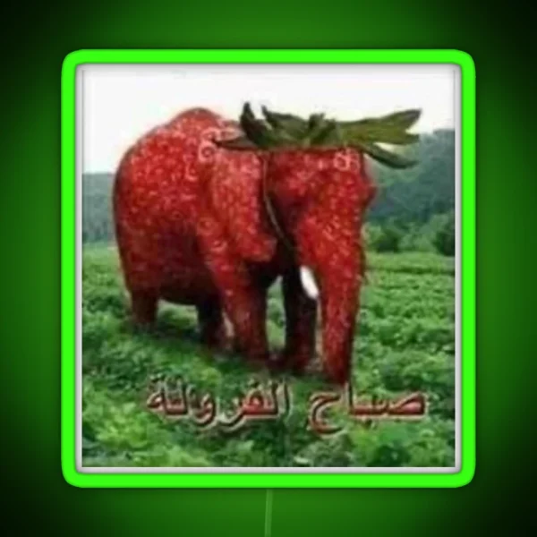 Arabic Strawberry Elephant Meme RGB Neon Sign
