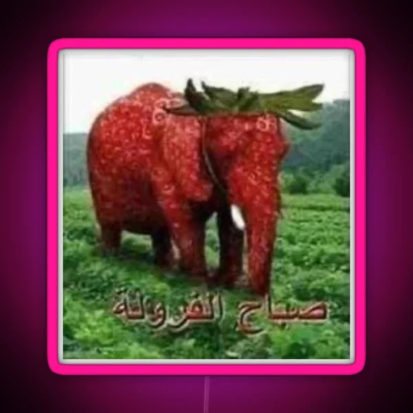 Arabic Strawberry Elephant Meme RGB Neon Sign