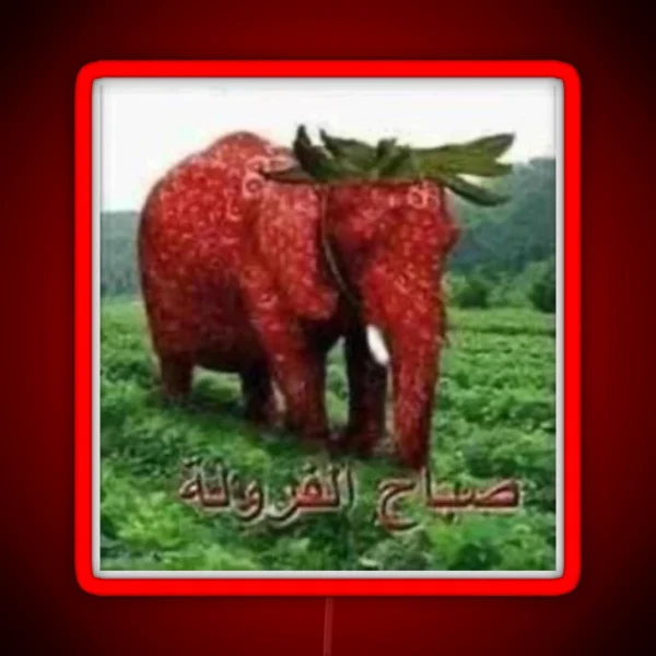 Arabic Strawberry Elephant Meme RGB Neon Sign