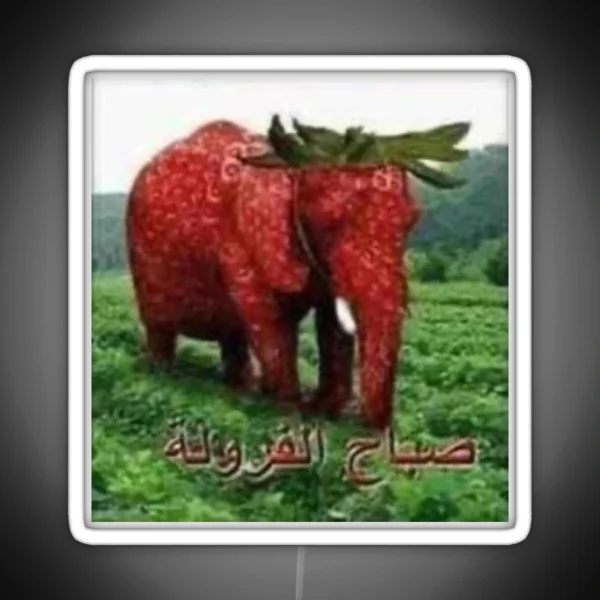 Arabic Strawberry Elephant Meme RGB Neon Sign