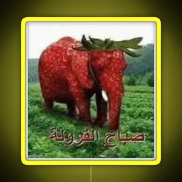 Arabic Strawberry Elephant Meme RGB Neon Sign