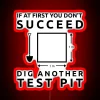 Quirky motivational sign for archaeologists and enthusiasts alike, bright colors.