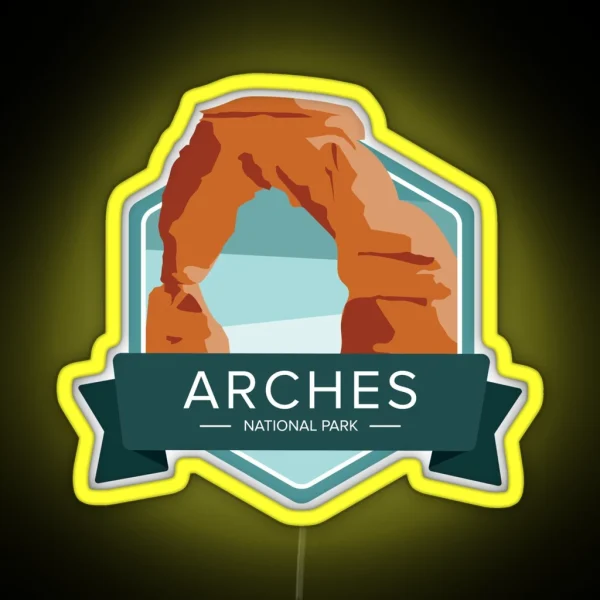 Arches National Park Graphic Badge RGB Neon Sign