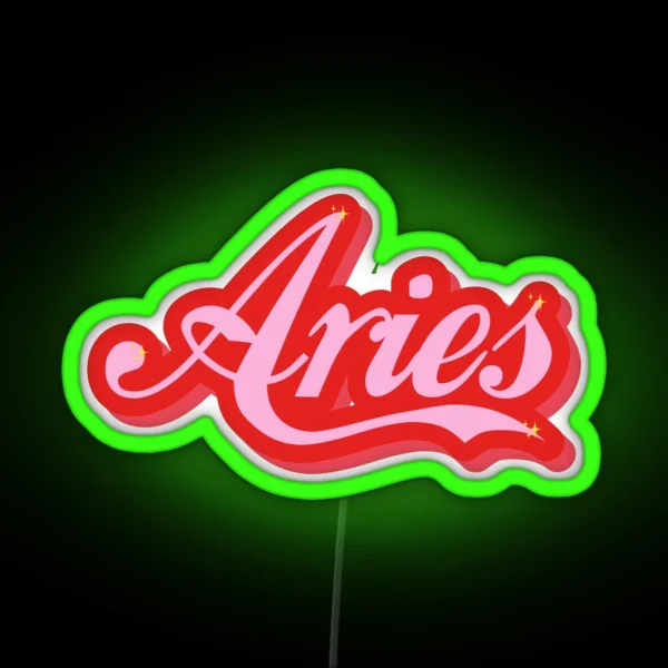 Aries Vintage Font RGB Neon Sign