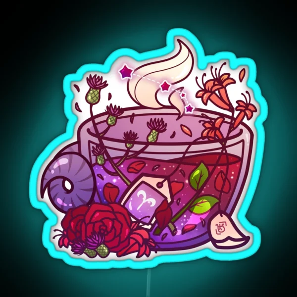 Aries Zodiac Teacup RGB Neon Sign
