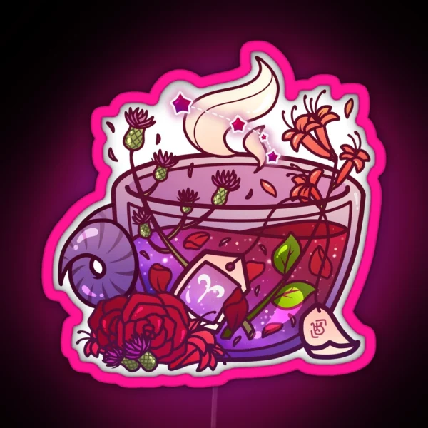Aries Zodiac Teacup RGB Neon Sign