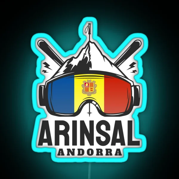 Arinsal Andorra Ski Skiing Souvenir RGB Neon Sign