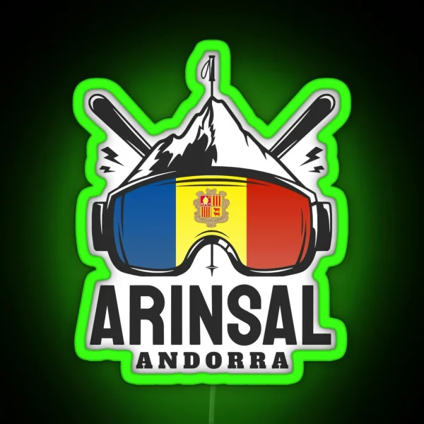 Arinsal Andorra Ski Skiing Souvenir RGB Neon Sign