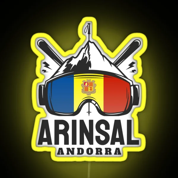 Arinsal Andorra Ski Skiing Souvenir RGB Neon Sign