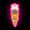 Vibrant RGB neon light box featuring iconic cartoon cat characters.
