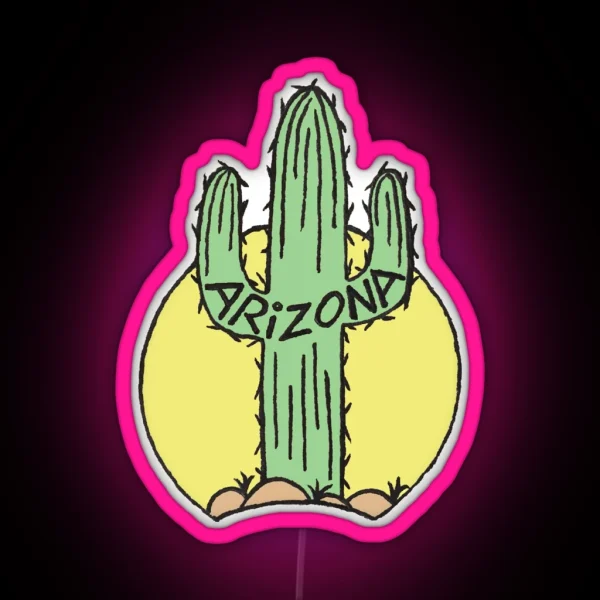 Arizona Cactus Faded RGB Neon Sign