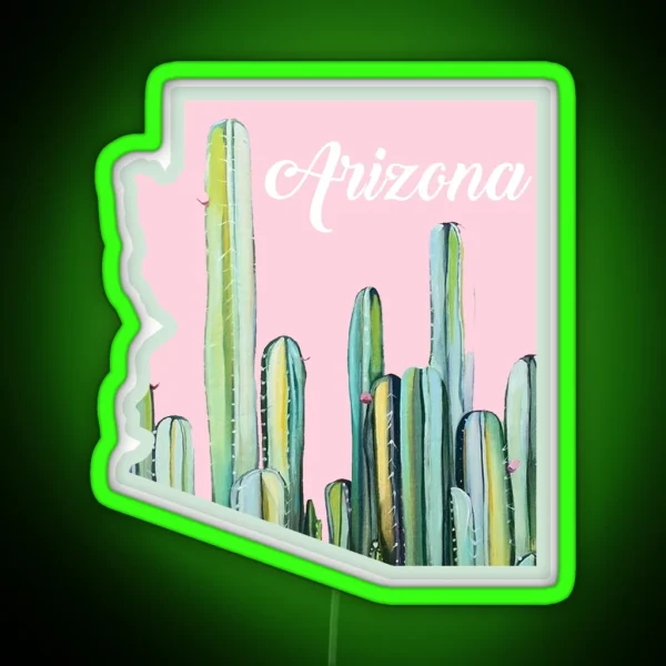 Arizona Cactus State RGB Neon Sign