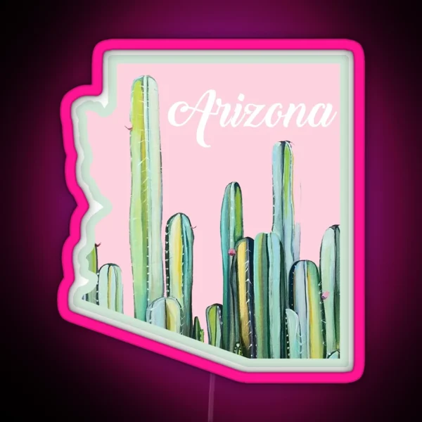 Arizona Cactus State RGB Neon Sign