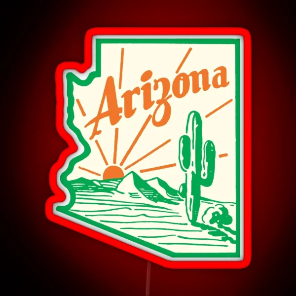 Arizona Cactus Vintage Travel Decal RGB Neon Sign