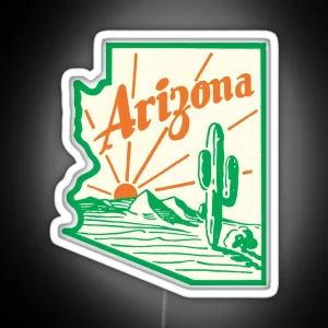 Arizona Cactus Vintage Travel Decal RGB Neon Sign