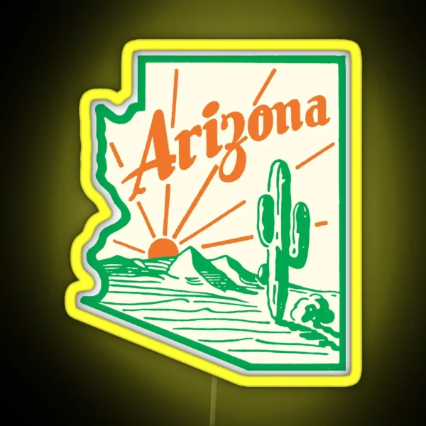 Arizona Cactus Vintage Travel Decal RGB Neon Sign