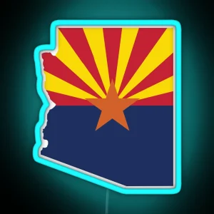 Arizona State Outline With Flag RGB Neon Sign