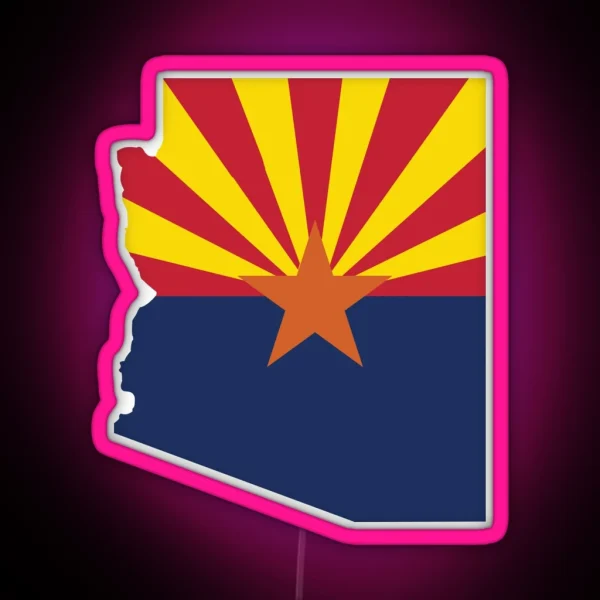 Arizona State Outline With Flag RGB Neon Sign