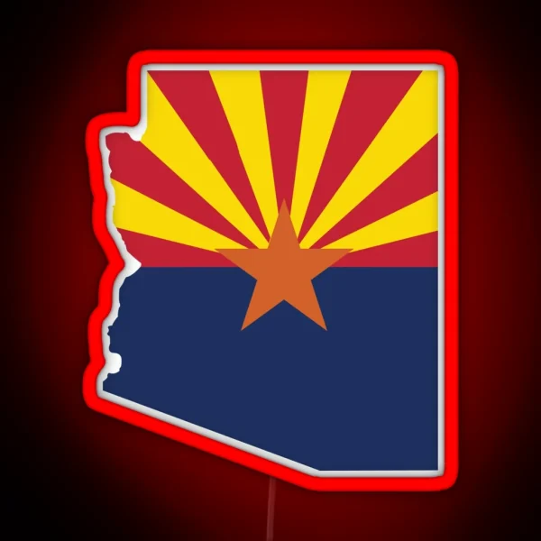 Arizona State Outline With Flag RGB Neon Sign