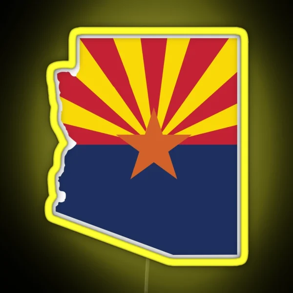 Arizona State Outline With Flag RGB Neon Sign