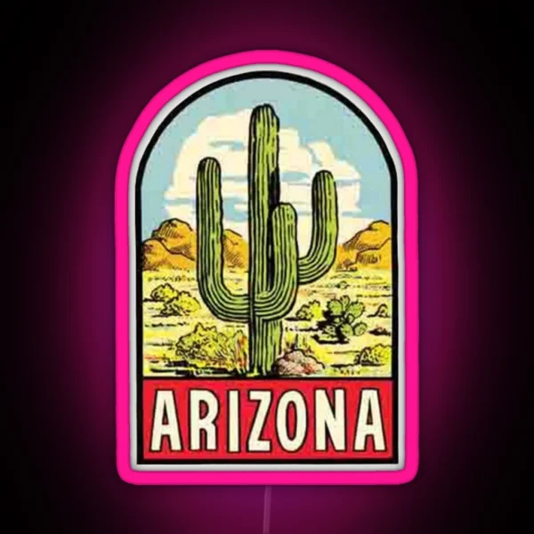 Arizona Vintage Travel Decal RGB Neon Sign