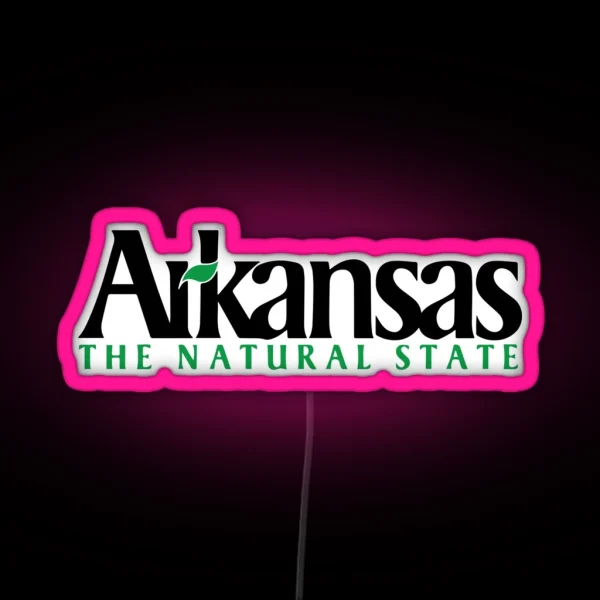 Arkansas The Natural State Leaf RGB Neon Sign