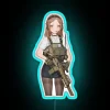 Neon Army Girl with Gun Symbolic Wall Decor RGB Accent