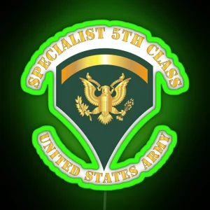 Army Specialist 5th Class SP5 RGB Neon Sign