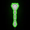 Add modern arrowhead style ambiance with colorful glowing neon lighting fixtures.
