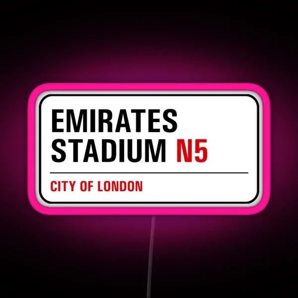 Arsenal Emirates Stadium Street Sign RGB Neon Sign