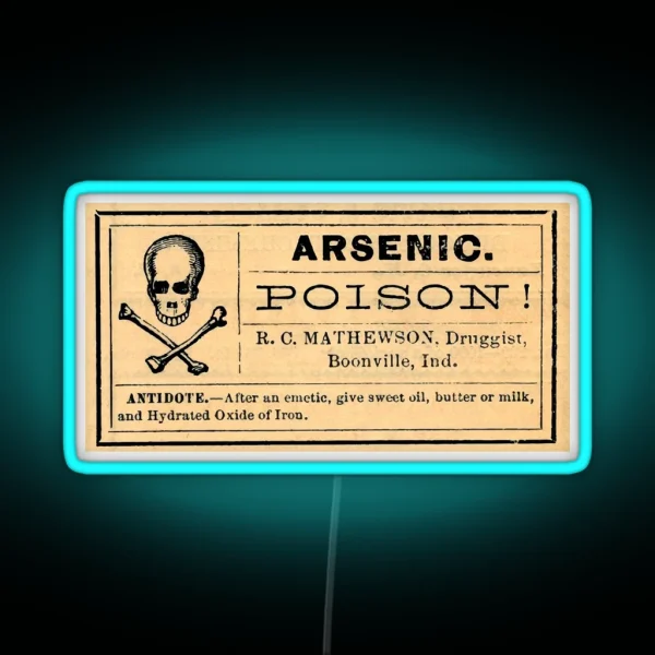 Arsenic Poison Skull Label RGB Neon Sign